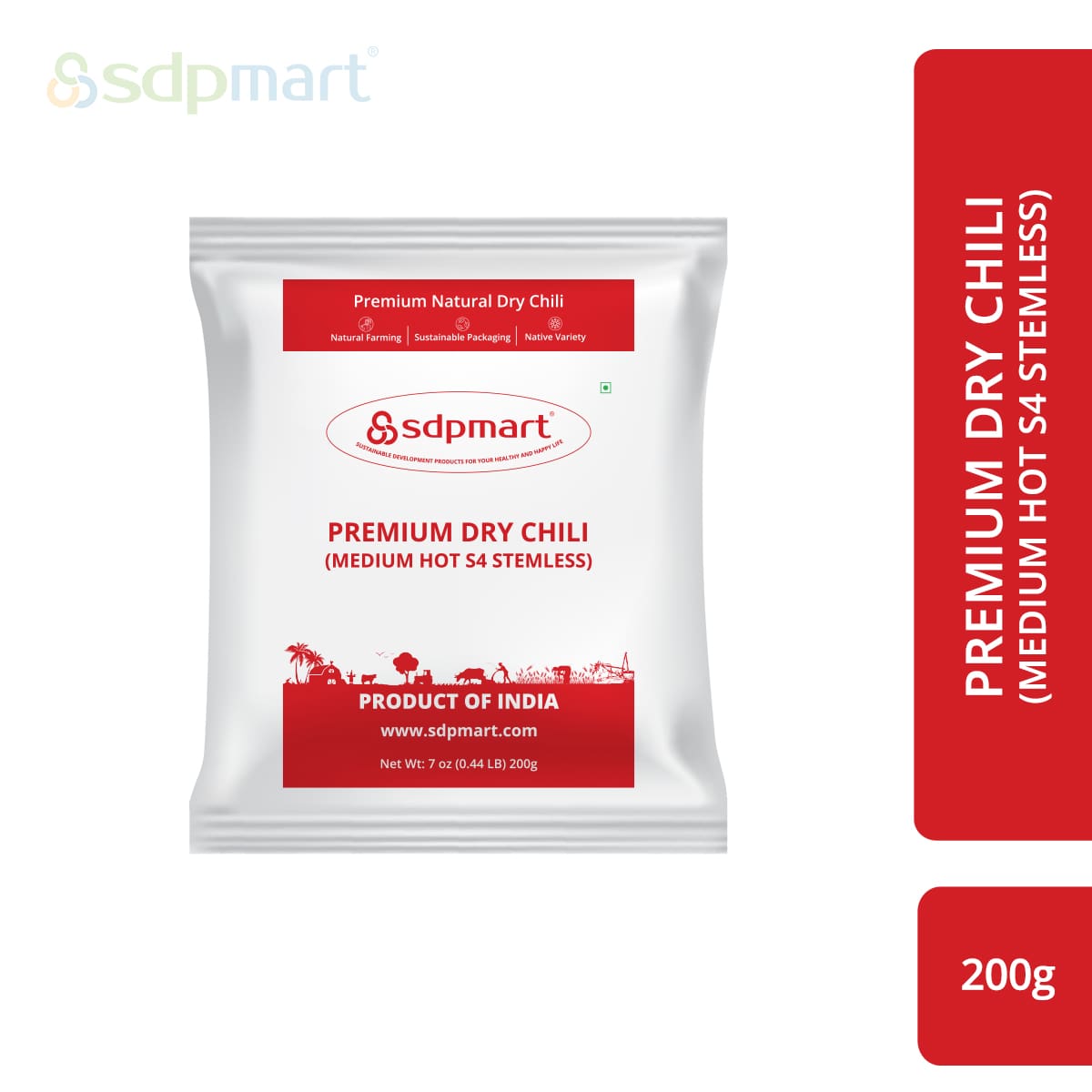SDPMart Premium Dry Chili - Medium Hot s4 Stemless