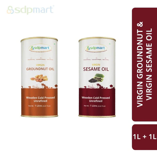 COM 01 - SDPMart Premium Virgin Sesame & Groundnut Oil 1 Liter COMBO 1LX2
