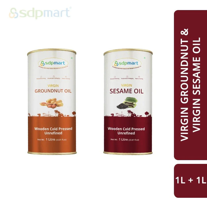 COM 01 - SDPMart Premium Virgin Sesame & Groundnut Oil 1 Liter COMBO 1LX2