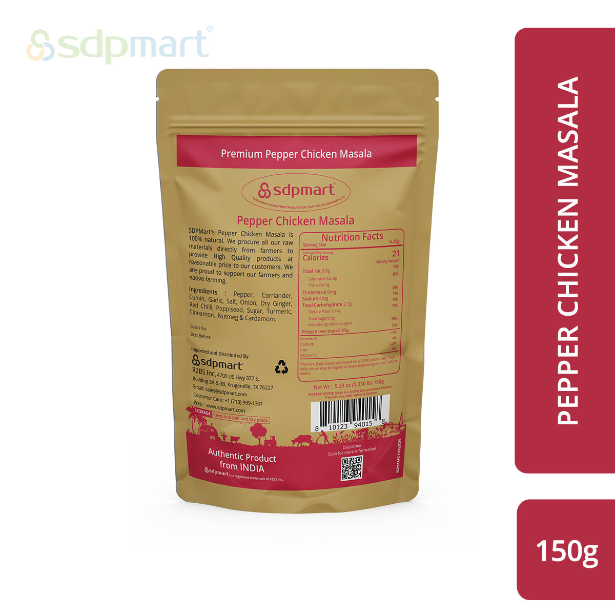 SDPMart Pepper Chicken Masala Powder 150 Gms - SDPMart