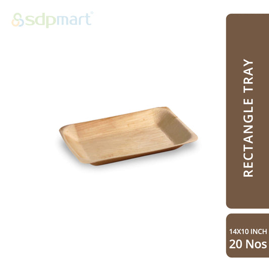 SDPMart Premium Palm Leaf Plate Rectangle Tray 14X10 INCH - SDPMart