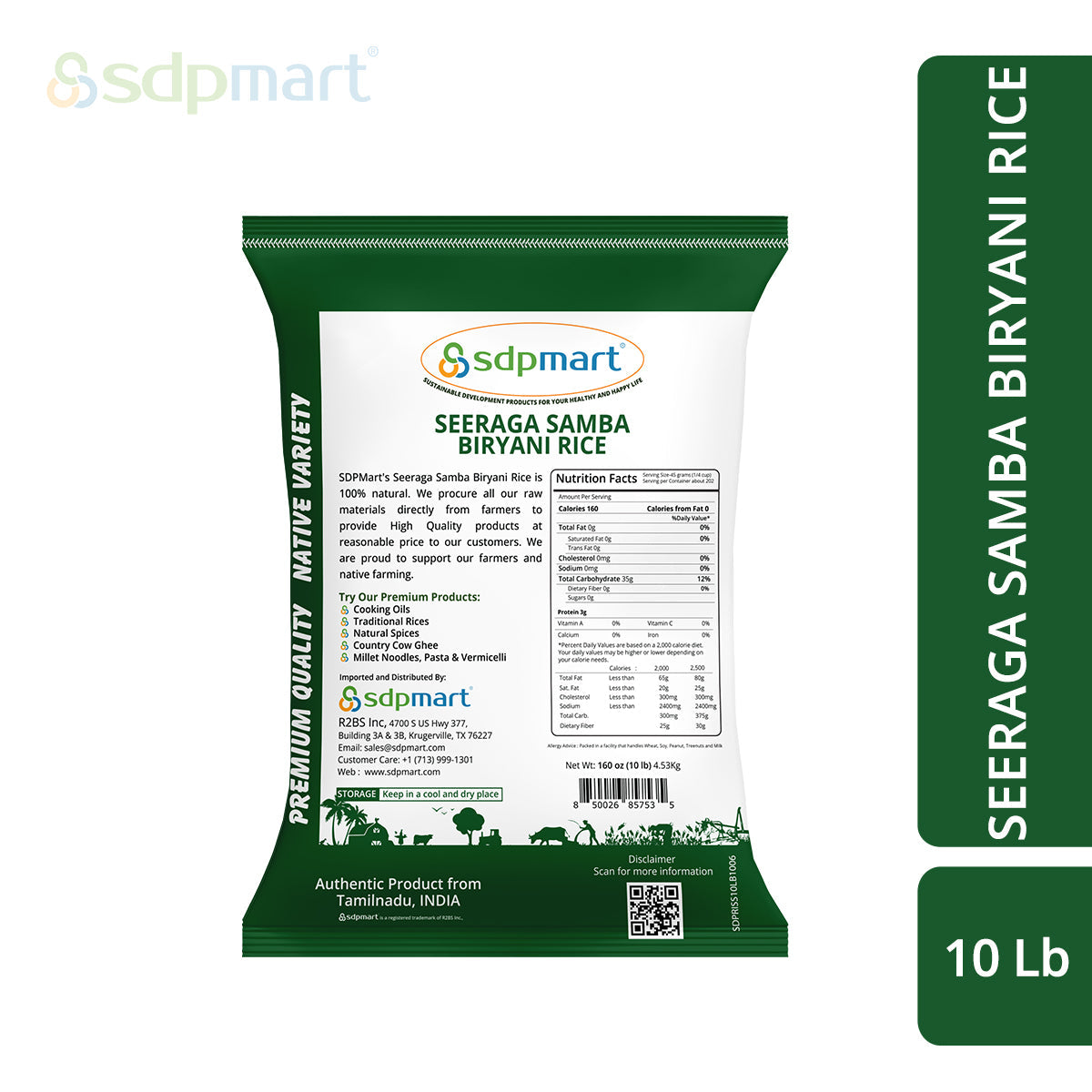 SDPMart Premium Seeraga Samba Rice 10 LB - SDPMart