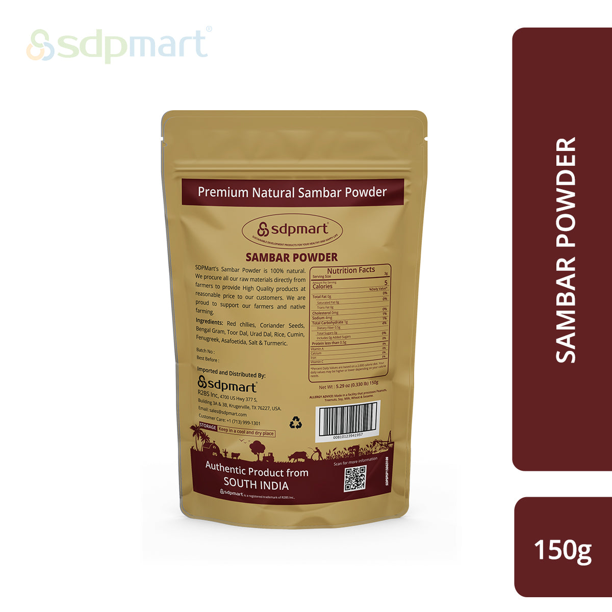 SDPMart Premium Sambar Powder 150 Gms - SDPMart